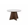 Masa Rotunda Dallas, Ø120 cm, Blat Ceramic, Picior MDF cu Furnir, Alb/Nuc picture - 9