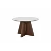 Masa Rotunda Dallas, Ø120 cm, Blat Ceramic, Picior MDF cu Furnir, Alb/Nuc picture - 10