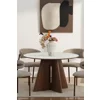 Masa Rotunda Dallas, Ø120 cm, Blat Ceramic, Picior MDF cu Furnir, Alb/Nuc picture - 2