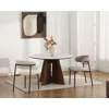Masa Rotunda Dallas, Ø120 cm, Blat Ceramic, Picior MDF cu Furnir, Alb/Nuc picture - 11