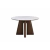 Masa Rotunda Dallas, Ø120 cm, Blat Ceramic, Picior MDF cu Furnir, Alb/Nuc picture - 12