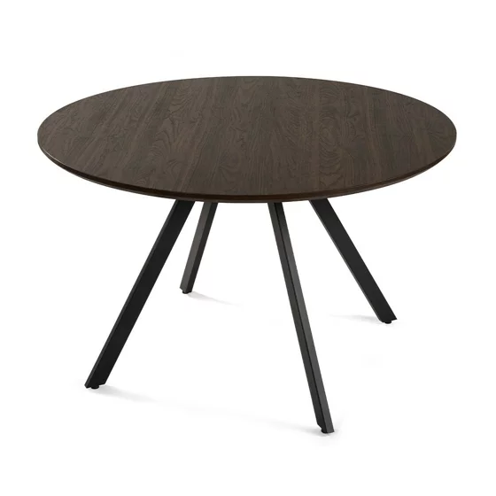 Masa Rotunda Gyrus, Ø120x74 cm, Metal/MDF, Negru/Nuc picture - 1