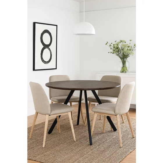 Masa Rotunda Gyrus, Ø120x74 cm, Metal/MDF, Negru/Nuc picture - 2