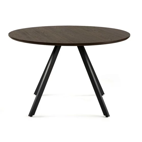 Masa Rotunda Gyrus, Ø120x74 cm, Metal/MDF, Negru/Nuc picture - 3