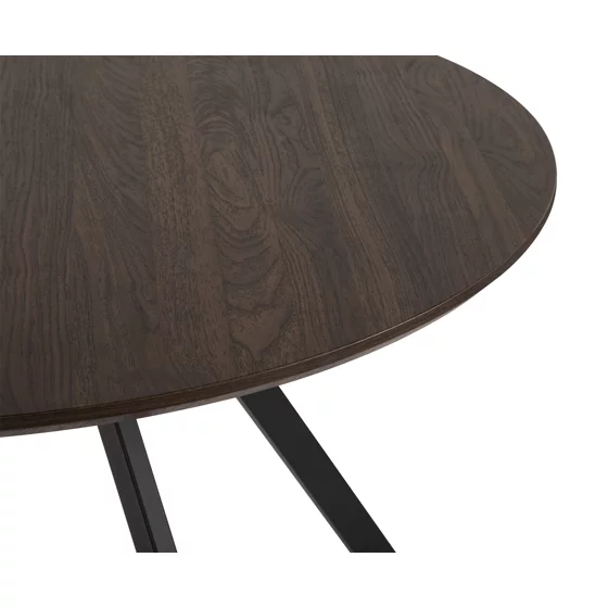 Masa Rotunda Gyrus, Ø120x74 cm, Metal/MDF, Negru/Nuc picture - 4