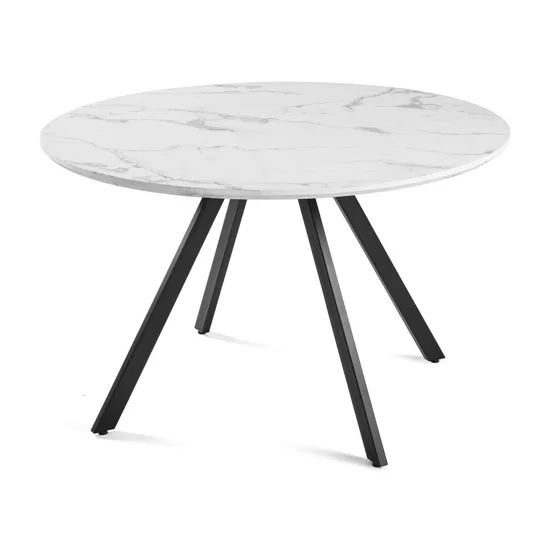 Masa Rotunda Gyrus, Ø120x74 cm, Metal/MDF, Negru/Alb Marmura picture - 1