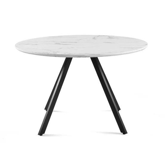 Masa Rotunda Gyrus, Ø120x74 cm, Metal/MDF, Negru/Alb Marmura picture - 3