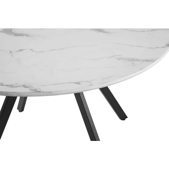 Masa Rotunda Gyrus, Ø120x74 cm, Metal/MDF, Negru/Alb Marmura picture - 4