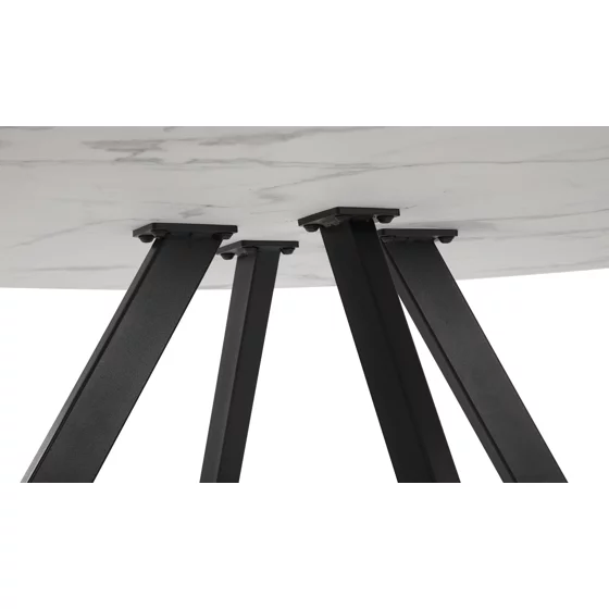 Masa Rotunda Gyrus, Ø120x74 cm, Metal/MDF, Negru/Alb Marmura picture - 5