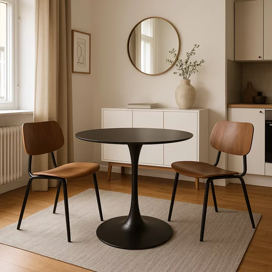Masa Rotunda Orbis, Ø100 cm, Metal/MDF, Neagra picture - 2