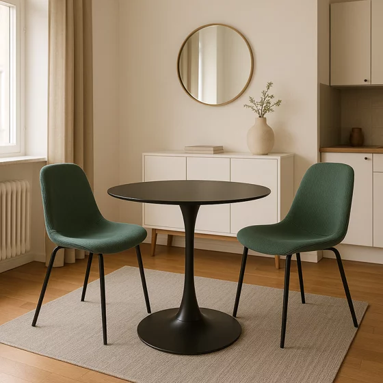 Masa Rotunda Orbis, Ø100 cm, Metal/MDF, Neagra picture - 6
