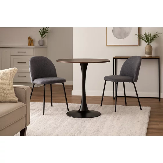 Masa Rotunda Orbis, Ø80 cm, Metal/MDF, Negru/Stejar Inchis picture - 2