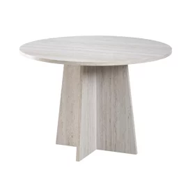 Masa Rotunda RONDE,  Ø110 cm, MDF, Alb Travertin
