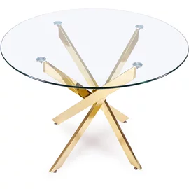 Masa Rotunda Salta, Ø110x75 h cm, Metal/Sticla, Auriu/Transparent