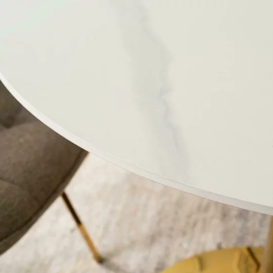 Masa Rotunda Saratoga, Ø89x73.8 cm, Metal/Ceramica, Auriu/Alb picture - 4