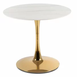 Masa Rotunda Saratoga, Ø89x73.8 cm, Metal/Ceramica, Auriu/Alb