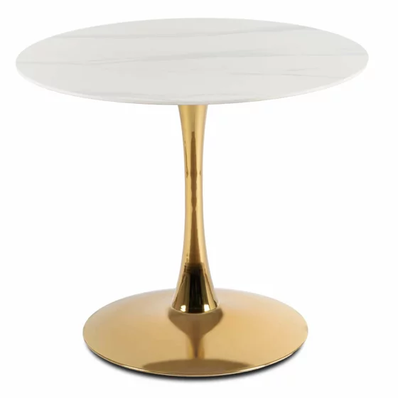 Masa Rotunda Saratoga, Ø89x73.8 cm, Metal/Ceramica, Auriu/Alb picture - 1