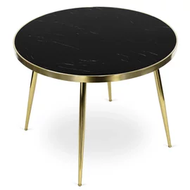 Masa Rotunda Togo, Ø100x75 h cm, Metal/Sticla, Auriu/Negru