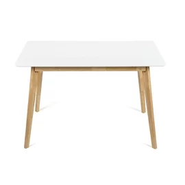 Masa Scandinavia, 120x70x75 H cm, Picioare Lemn, Blat MDF, Natur/Alb