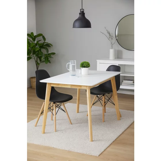 Masa Scandinavia, 120x70x75 H cm, Picioare Lemn, Blat MDF, Natur/Alb picture - 3