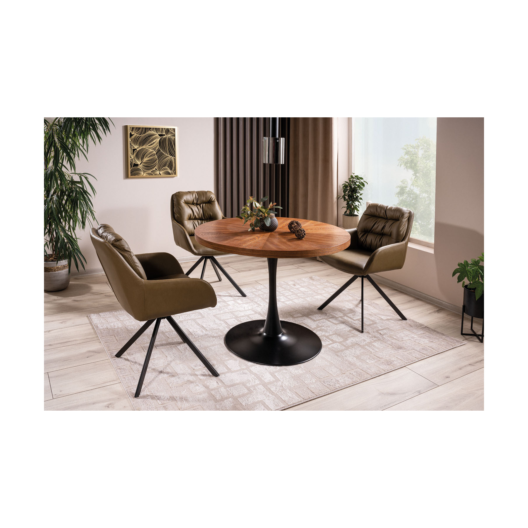Masa shelby 107, rotunda, Ø100 cm, nuc/negru