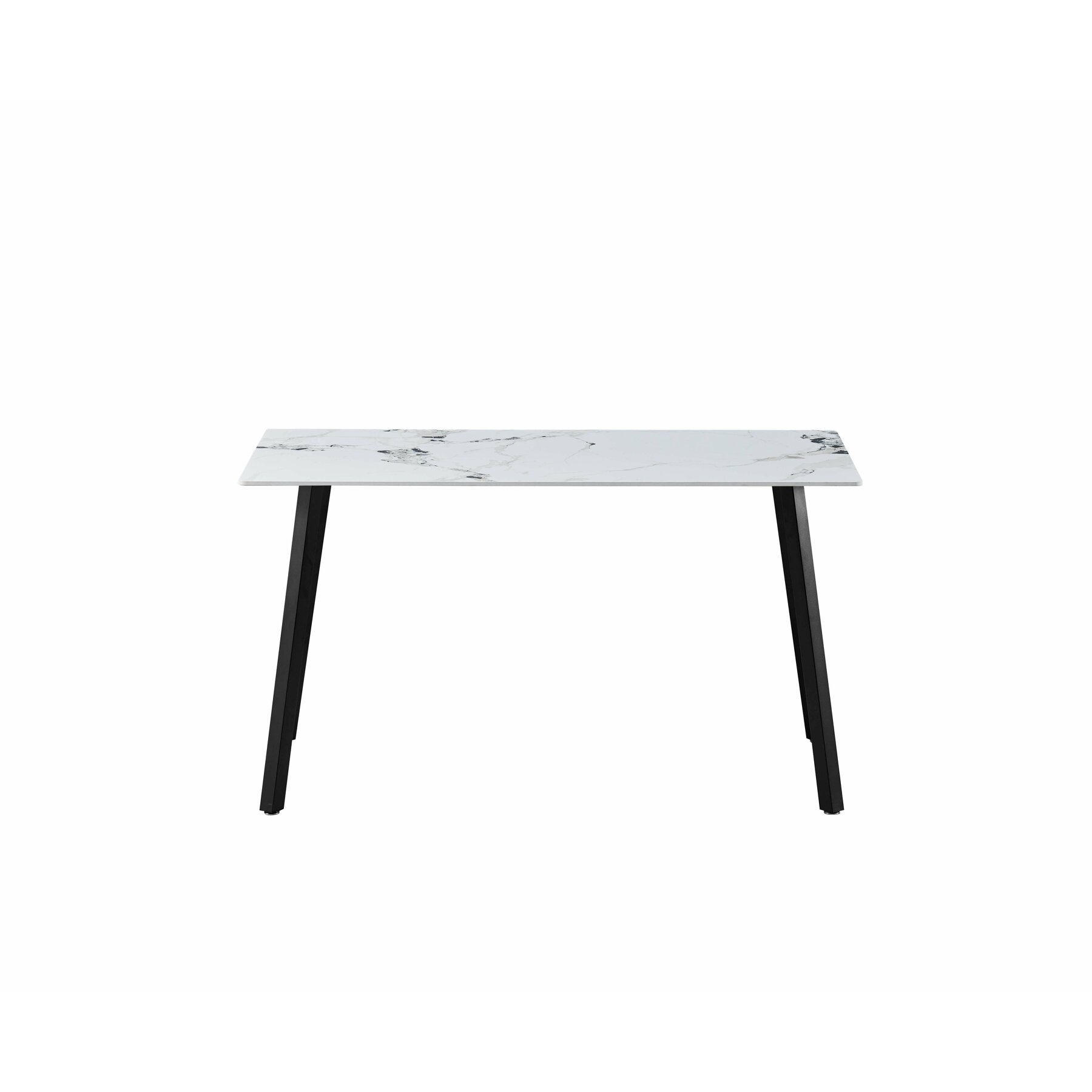 Masa Thor, 140x80x75 H cm, Blat Ceramic, Negru/Alb Marmura - Kalenda