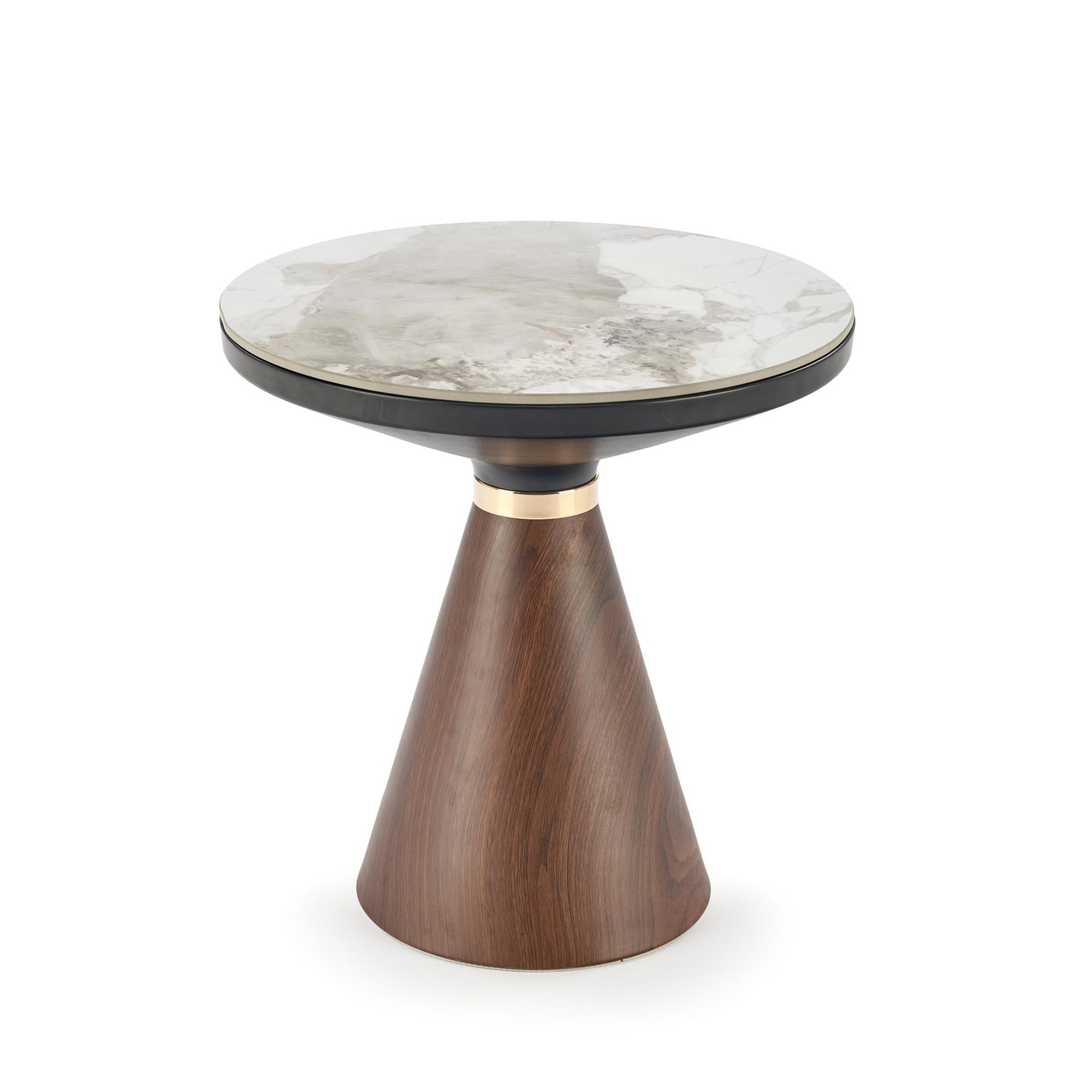Masuta cafea hagen 220s, Ø43x53 cm, nuc/alb marmura