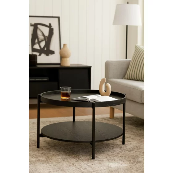 Masuta de Cafea Bivio, 64x64x40, Metal/Pal Melaminat, Neagra picture - 5