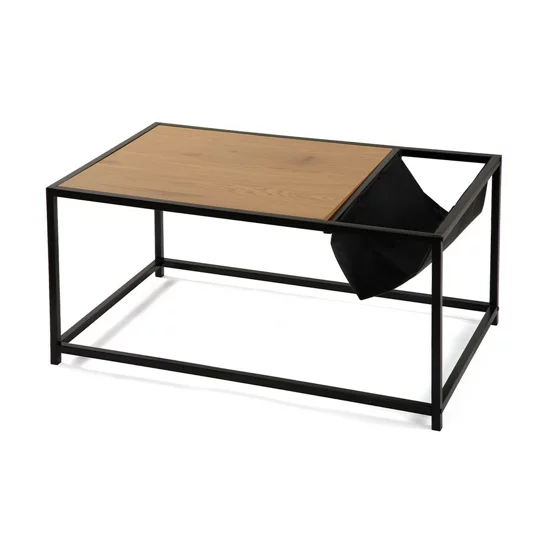 Masuta de Cafea Capsa, 99x60x45 cm, Metal/Pal Melaminat, Negru/Natur picture - 2