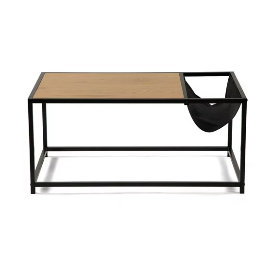 Masuta de Cafea Capsa, 99x60x45 cm, Metal/Pal Melaminat, Negru/Natur picture - 3