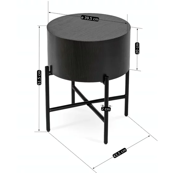 Masuta de Cafea Corint, Ø39.5x51.5 h cm, MDF/Metal, Neagra picture - 4