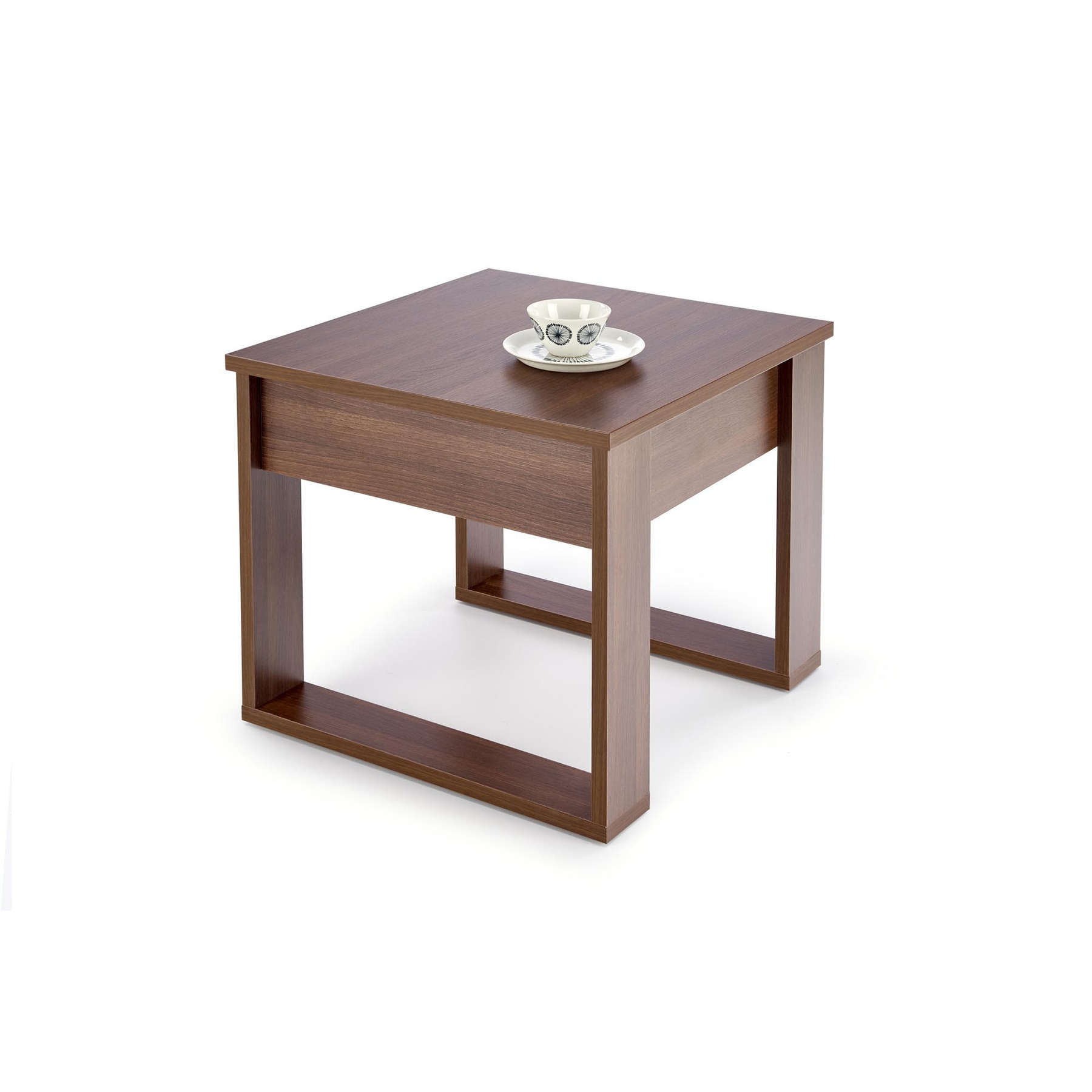Masuta de cafea cu sertar neo patrata, 60x60x52 cm, nuc