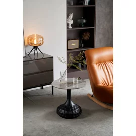 Masuta de Cafea Eclat A Ø50x51.5 cm, Metal/Piatra Sinterizata, Negru/Gri Marmura