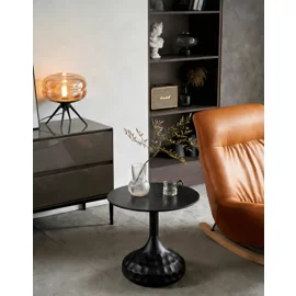 Masuta de Cafea Eclat C Ø50x51.5 cm, Metal/Piatra Sinterizata, Negru/negru Marmura