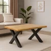 Masuta de Cafea Evele, Stil Industrial, 90x60x39 h cm, Picior Metalic, Blat MDF, Negru/Stejar picture - 1