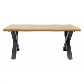 Masuta de Cafea Evele, Stil Industrial, 90x60x39 h cm, Picior Metalic, Blat MDF, Negru/Stejar