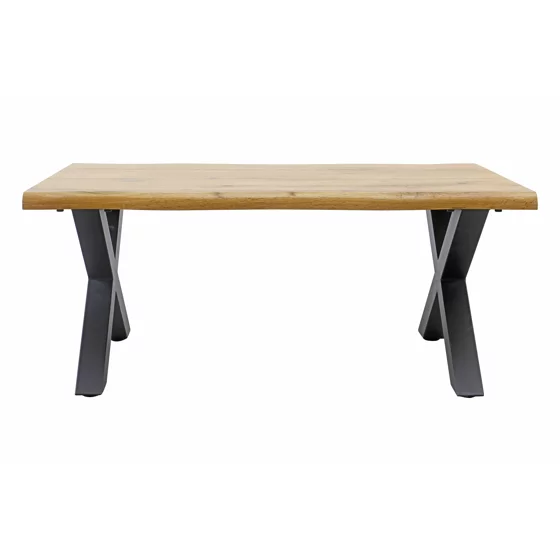 Masuta de Cafea Evele, Stil Industrial, 90x60x39 h cm, Picior Metalic, Blat MDF, Negru/Stejar picture - 2
