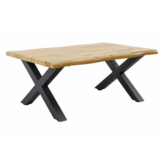 Masuta de Cafea Evele, Stil Industrial, 90x60x39 h cm, Picior Metalic, Blat MDF, Negru/Stejar picture - 3