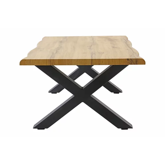 Masuta de Cafea Evele, Stil Industrial, 90x60x39 h cm, Picior Metalic, Blat MDF, Negru/Stejar picture - 4