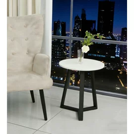 Masuta De Cafea Farsad, ⌀45x52 CM, MDF/Metal, Negru/Alb