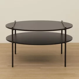 Masuta De Cafea Fjord, ⌀80x45 CM, Metal/Pal Melaminat, Negru