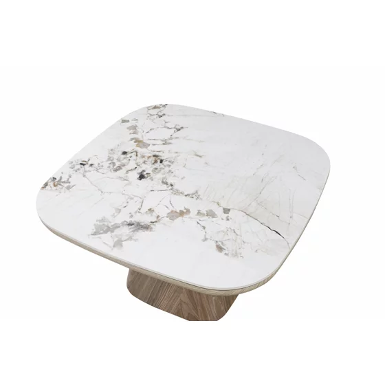Masuta de Cafea Gordon, 80x80x45 cm, Baza MDF/Blat Piatra Sinterizata, Stejar/Beige Pandora picture - 3