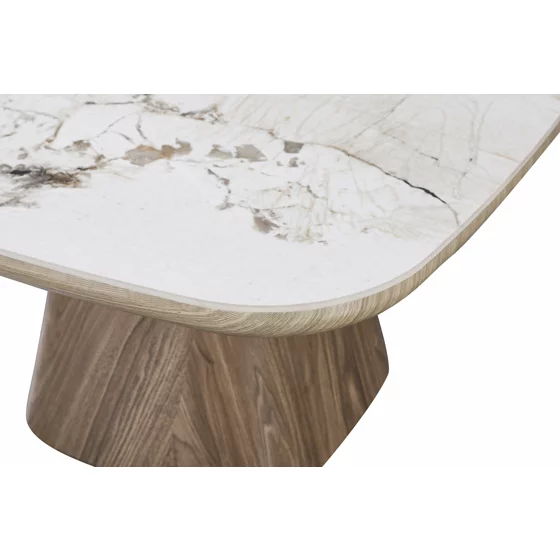 Masuta de Cafea Gordon, 80x80x45 cm, Baza MDF/Blat Piatra Sinterizata, Stejar/Beige Pandora picture - 5