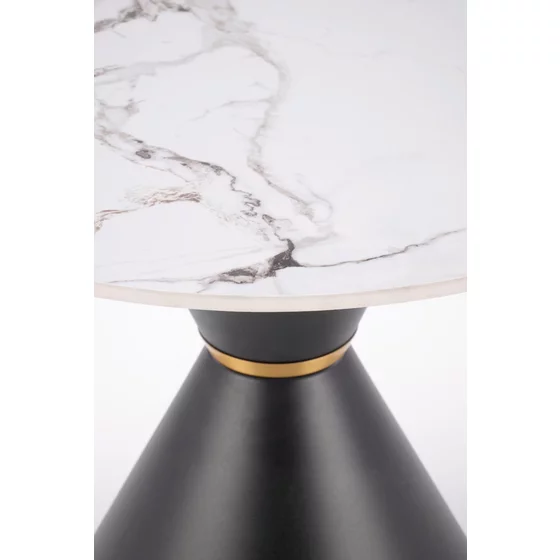 Masuta de Cafea Hagen 269, Ø60x51 cm, Metal/Piatra Sinterizata, Negru/Alb Marmura picture - 2