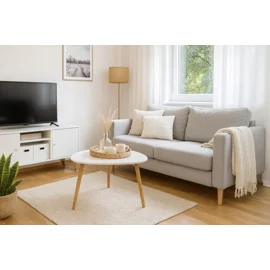 Masuta De Cafea Scandia, 55x55x40 cm, Bambus/MDF, Natur/Alb