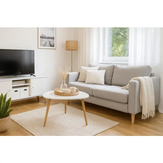 Masuta De Cafea Scandia, 55x55x40 cm, Bambus/MDF, Natur/Alb picture - 2