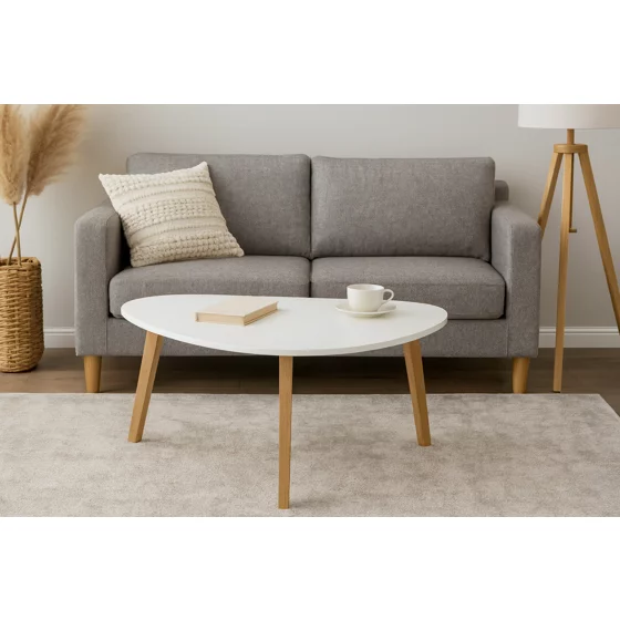 Masuta De Cafea Scandia, 85x45x40 h cm, Bambus/MDF, Natur/Alb picture - 1
