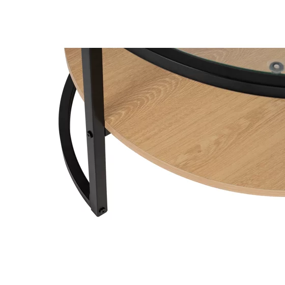 Masuta de Cafea Vitrea, 68x68x45, Metal/Pal Melaminat/Sticla, Negru/Natur picture - 7