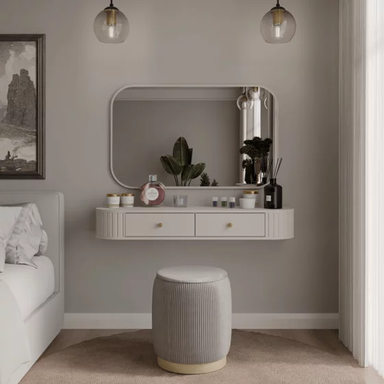 Masuta de Toaleta Suspendata Ovalio, TYP 202,  123x35.9x17.5 h cm, Pal Melaminat/MDF, Beige Nisip picture - 6