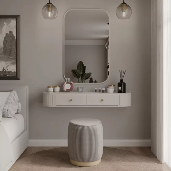 Masuta de Toaleta Suspendata Ovalio, TYP 202,  123x35.9x17.5 h cm, Pal Melaminat/MDF, Beige Nisip picture - 7